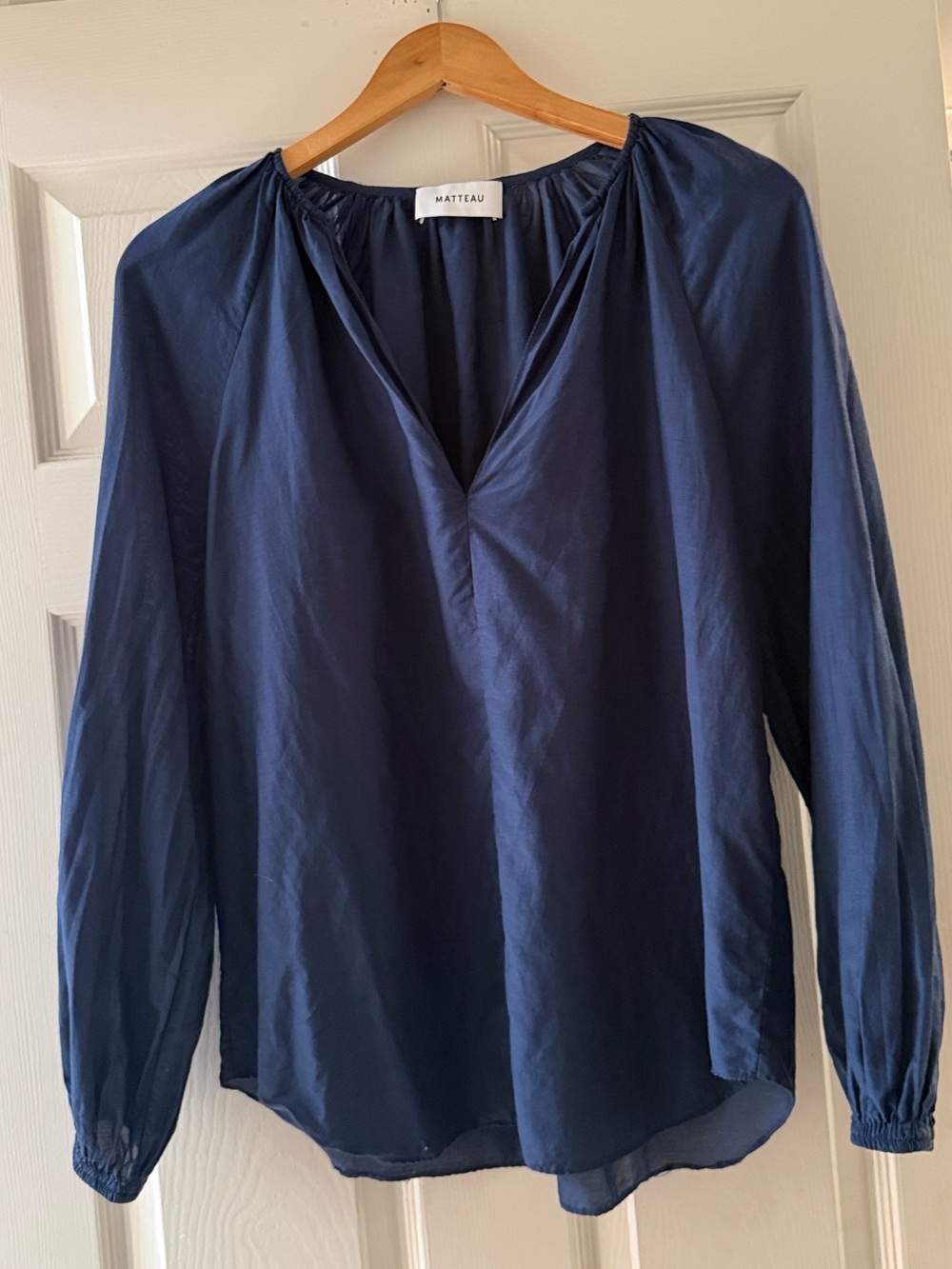 Matteau Voluminous Blouse Cotton Silk Midnight Blue US 2 - Picture 8 of 12